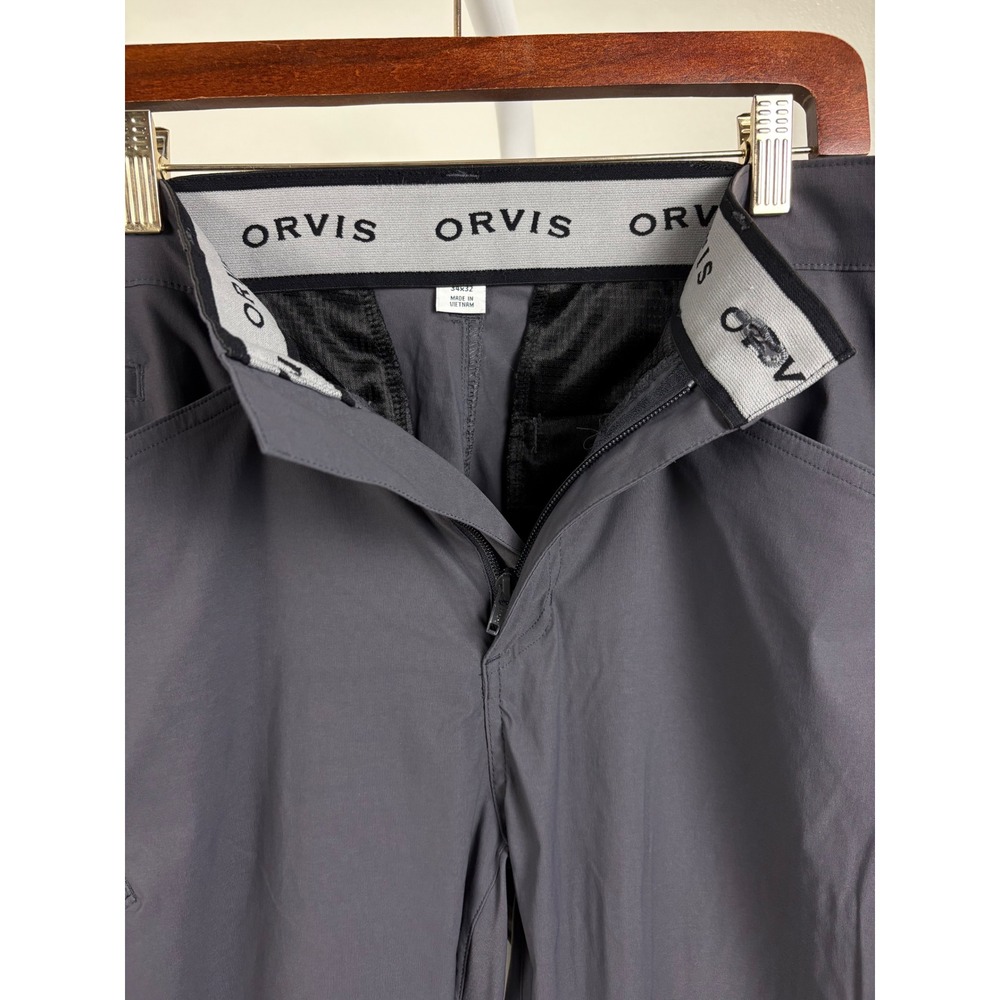 Orvis Mens 34x32 Tech Pants Gray Water Repellent Stretch Hiking Outdoor Trousers - Picture 7 of 9